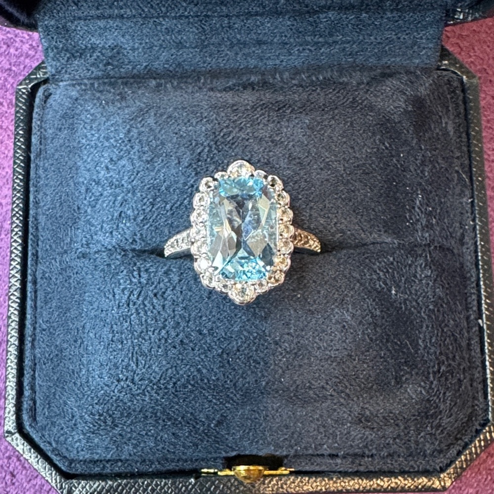 Elegant Silver and Blue Gemstone Ring